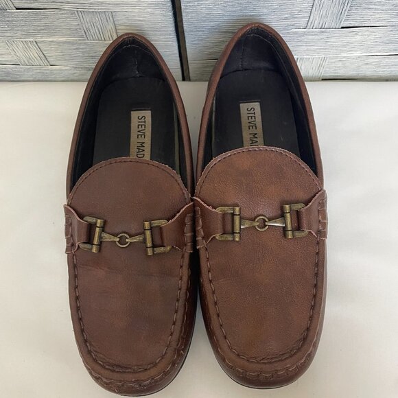 Steve Madden Unisex - Child Blange Loafers Leather Upper Brown sz 3 - Picture 2 of 7